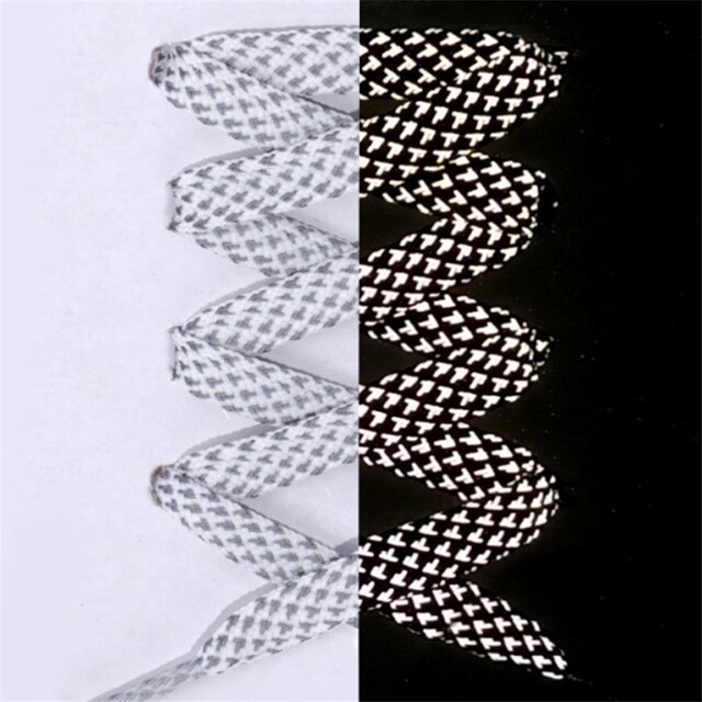 1 Paar 100Cm Reflecterende Schoenveters Lichtgevende Platte Schoenveters Schoenen Vrouw Man Casual Sport Veters Ronde Veters Accessoires: white