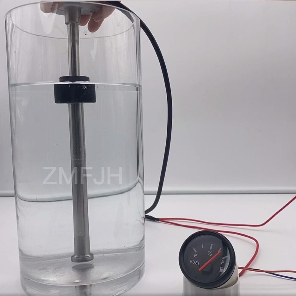 0-190ohm Kraftstoff Niveau Sensor mit 52MM Kraftstoff Manometer Rot Hintergrundbeleuchtung E-F Öl Flüssigkeit Tank Kraftstoff Ebene Anzeige 150MM 200MM 250MM 300MM