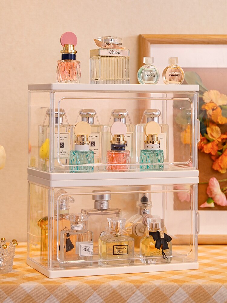 Boîte de rangement de parfum en acrylique, présentoir Transparent de bijoux de maquillage, boîte de rangement à domicile, organisateur de cosmétiques