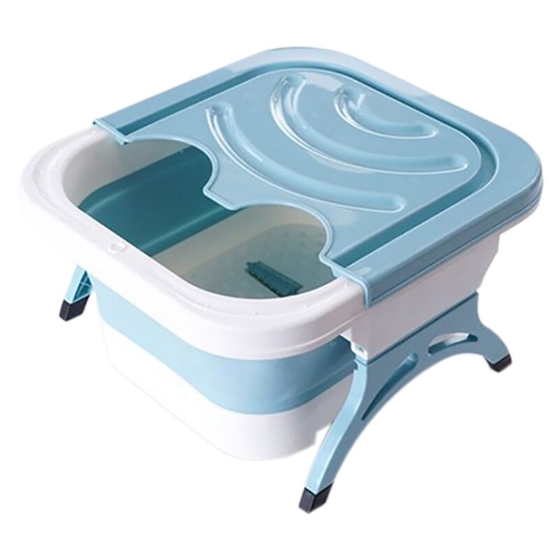 Foldable Large Portable Plastic Foot Soaking Basin Household Heightening Massage Bath Bucket: Blue