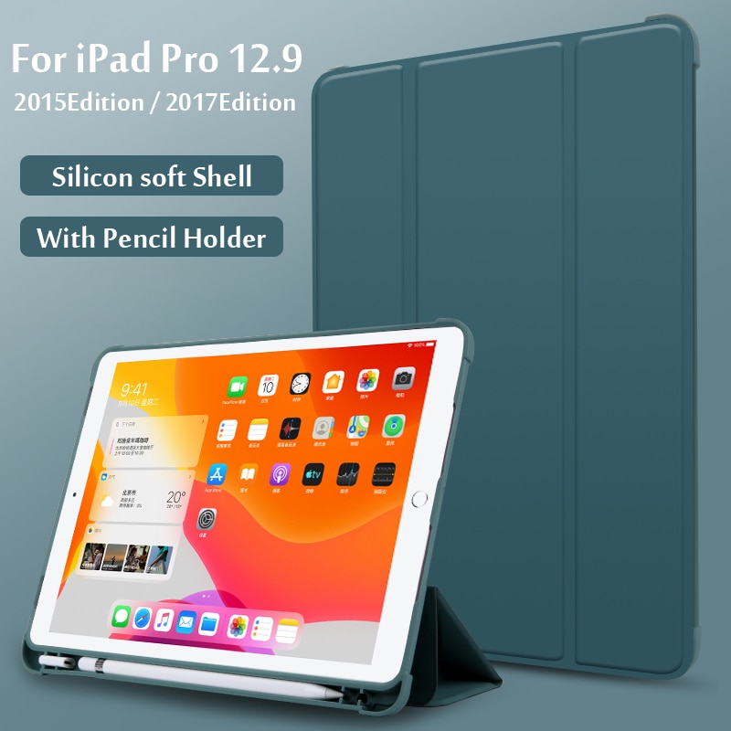 For iPad Pro 12.9 Edition (With Home key) Case For iPad Pro 12.9 With Pencil Holder Secure Magnetic Smart Case Cover