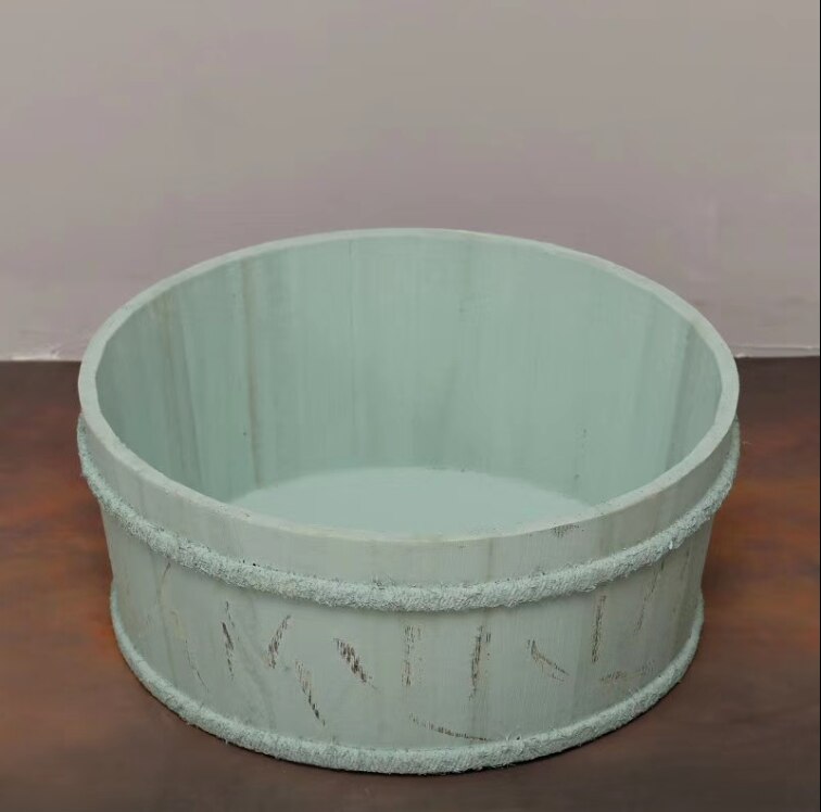 Newborn Photography Props Baby Posing Props Circular Wooden Basin Infant Shoot Container Baby Photo Accessories Props: Green