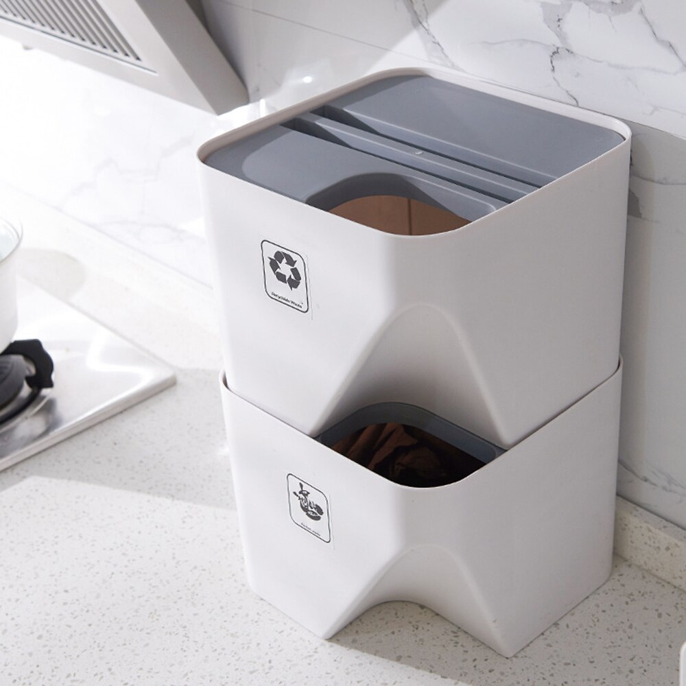Haushalt Trocken Nass Trennung Abfalleimer Mülleimer Küche Mülleimer recyceln Behälter Gestapelt Sortierung Mülleimer