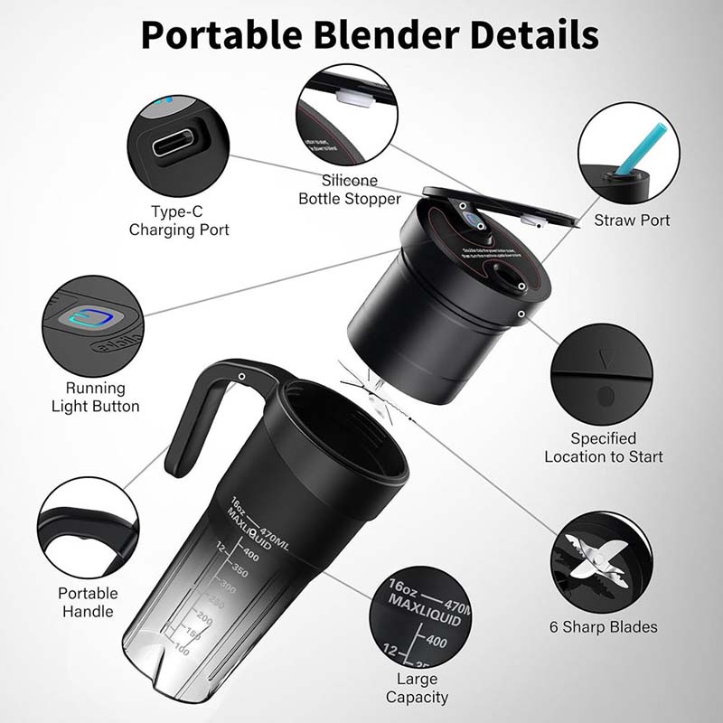Multi-Functional Portable Mini Electric Blender Ice smoothie Crusher Waterproof USB Charging Fruit Juicer Personal use