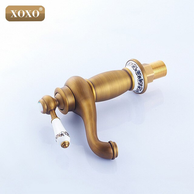 Xoxo retro enkelt håndtag /hul badeværelseshane blandingsbatteri med keramisk håndtag, krom antik sort guld finish 50045bt