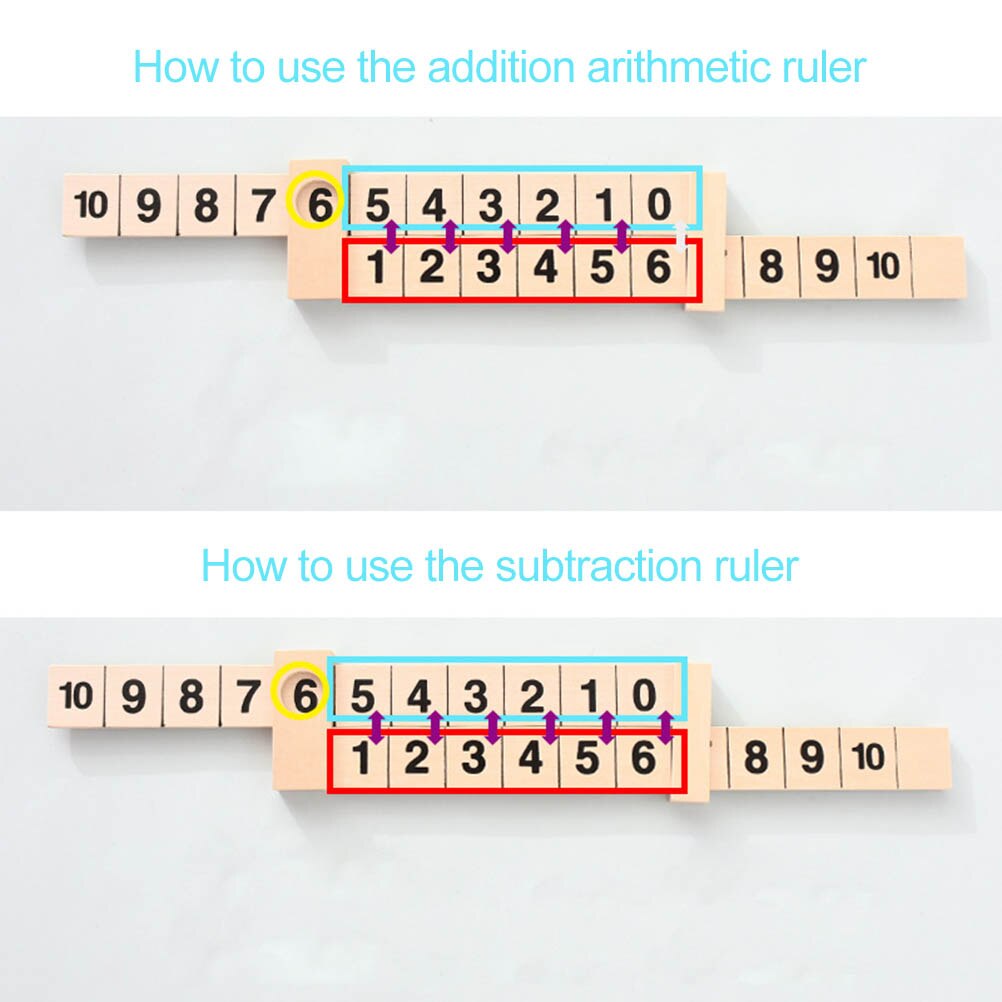 Houten Math Rekenkundige 1-10 Toevoeging Aftrekken Leren Heerser Wetenschappelijke Rail Heerser Kids Onderwijs Speelgoed Kinderen