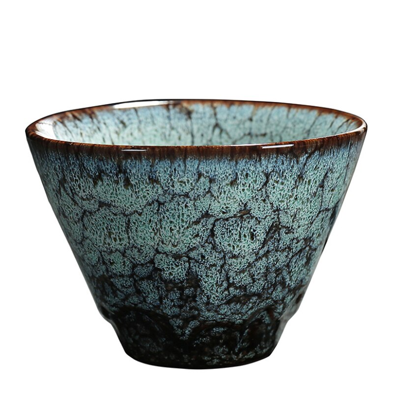 120Ml Chinese Retro Handgemaakte Willekeurige Textuur Kleur Glazuur Hoge Temperatuur Firing Keramische Theekopje Porselein Thee Cups Thuis Art Set