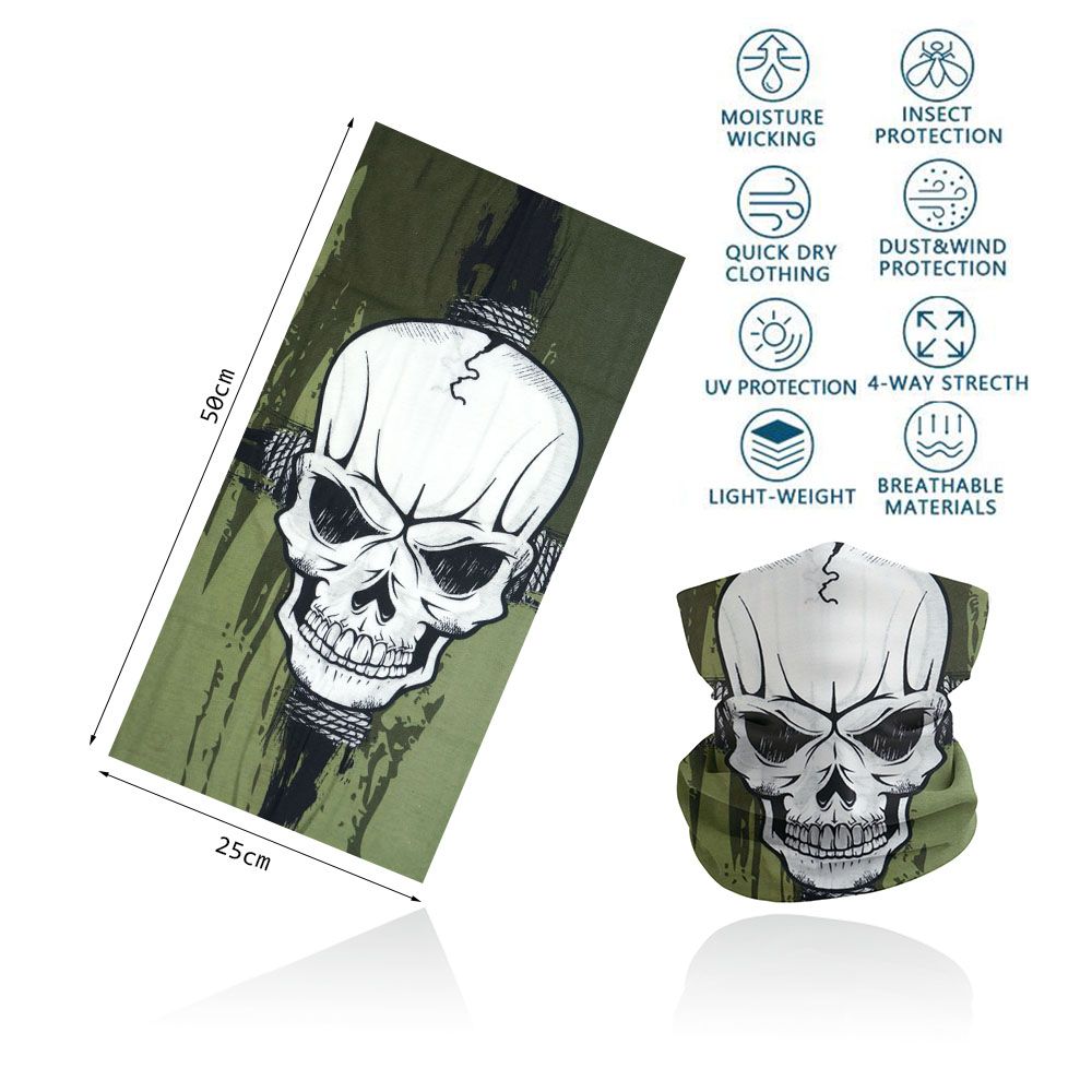 Ademend Schedel Halsbeenkap Voor Fietsen Wandelen Vissen Uv-bescherming Quickdry Zwart Bandana Mannen Vrouwen Art Printing Sjaal: Donkergrijs