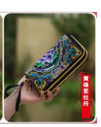 Flower Embroidered Wallet Purse Handmade Ethnic Flowers Embroidery Women Long Wallet Phone HandBag,Women Clutch: Style 4