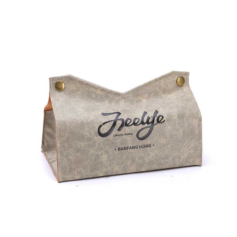 Organisateur de papier de support de stockage de serviette en cuir d'unité centrale de boîte de tissu pour le conteneur de voiture de pièce de bureau à la maison: Beige B