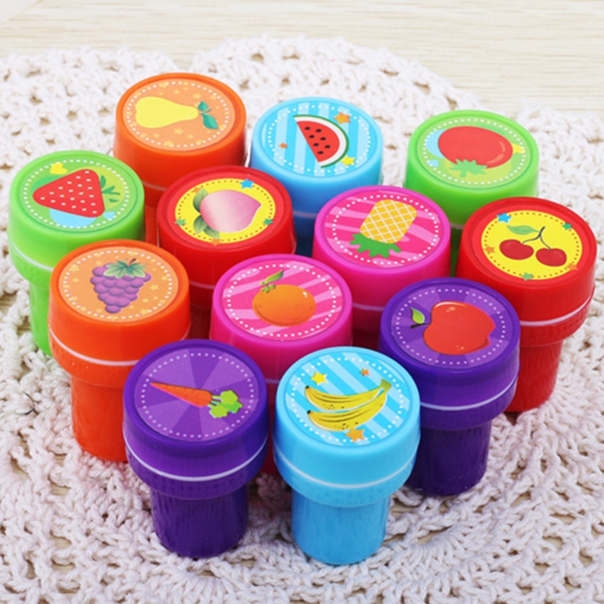 16 Stks/partij Kinderen Speelgoed Postzegels Cartoon Dieren Fruit Kids Seal Voor Scrapbooking Fotoalbum Decor Stamper Diy Stamper Speelgoed Zxh