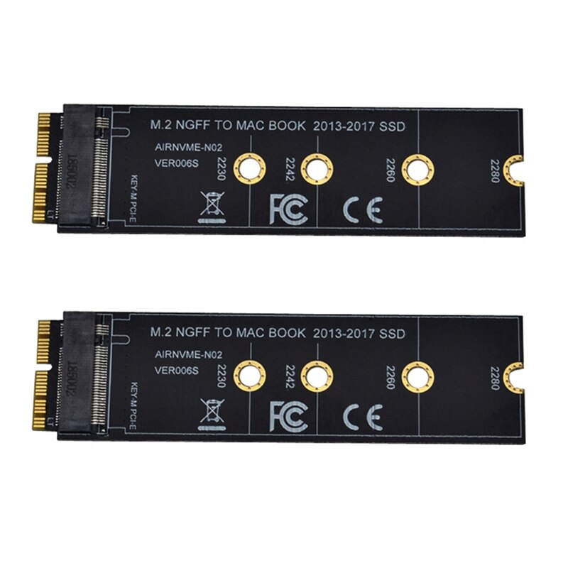 2X Ssd Adapter Connectors M2 Ssd Voor Air M.2 M Sleutel Pcie X4 Ngff Ssd Voor Apple Laptop: Default Title