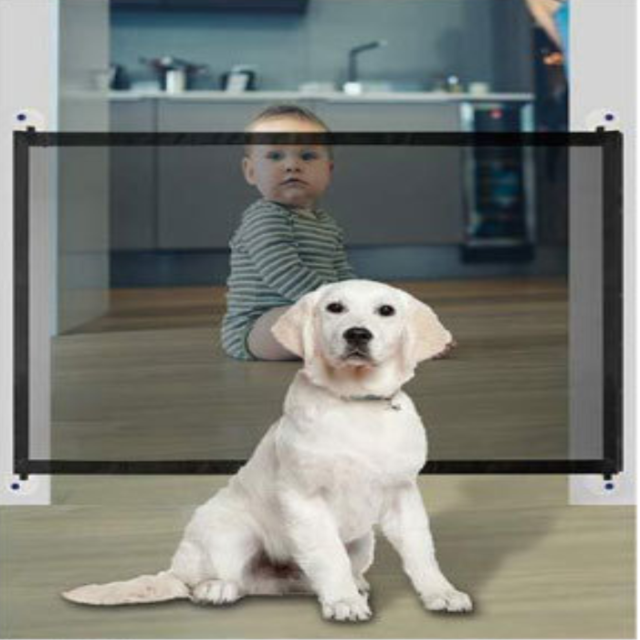 Dog Gate Ingenious Mesh Dog Fence For Indoor and Outdoor Safe Pet Dog gate Safety Enclosure Pet supplies Portable and foldable: 90CM