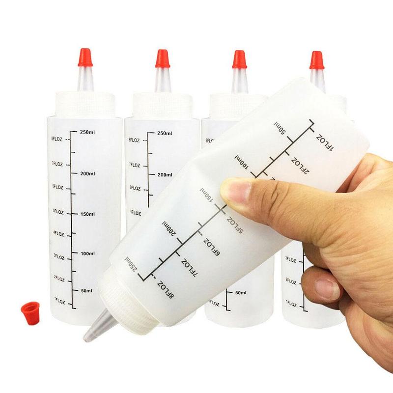 250ml tips flaske saus olje saus cruet beholder kjøkken tilbehør matlaging salat klem krydder dispenser med vektverktøy