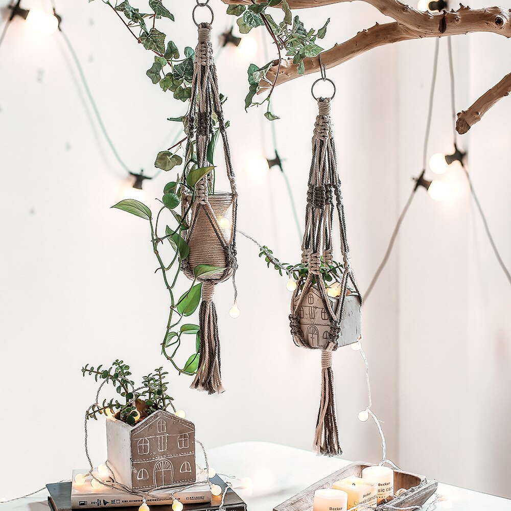 Makramee Werk Aufhänger Indoor Outdoor Dekoration Handgemachte Seil Blume Pflanze Halter Hause Countyard Garten Macrame Wand Hängen