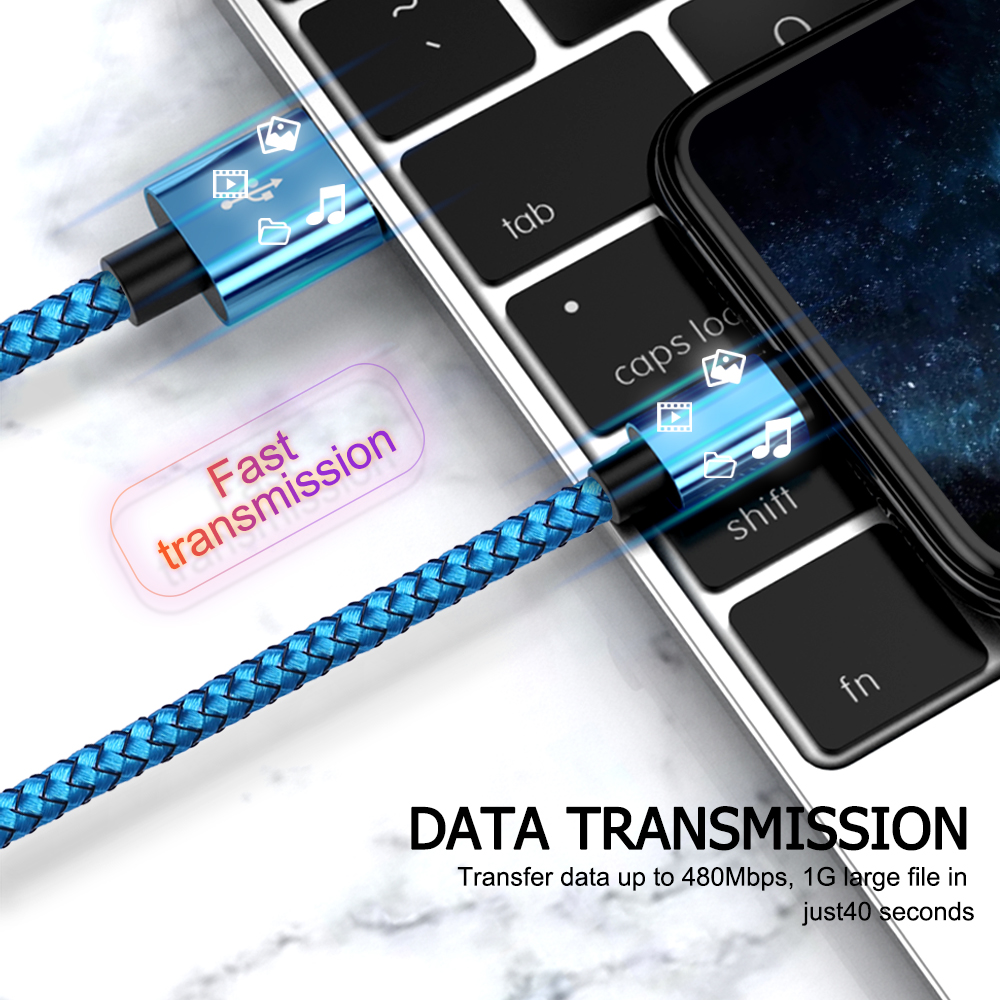 Quick Charge USB Cable For iPhone 14 13 12 11 Pro Max Xs X XR 8 7 6 6s Plus SE 2 Apple iPad Long Wire Data Charger Cord 1m 2m 3m