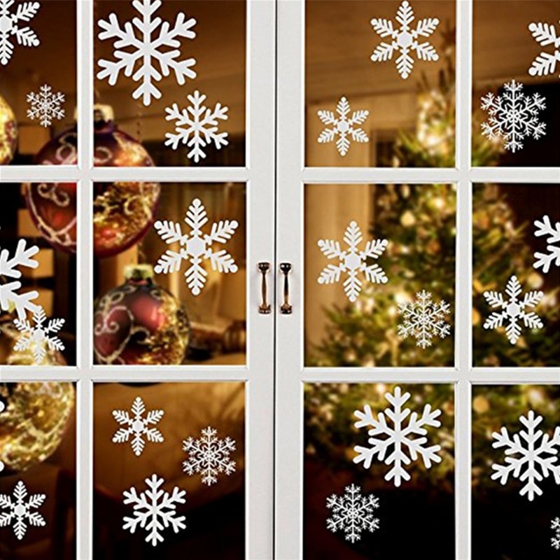 27 stks/partij Sneeuwvlok Raamsticker Winter Muurstickers Kinderkamer Kerst Decoraties voor Thuis Nieuwjaar Stickers
