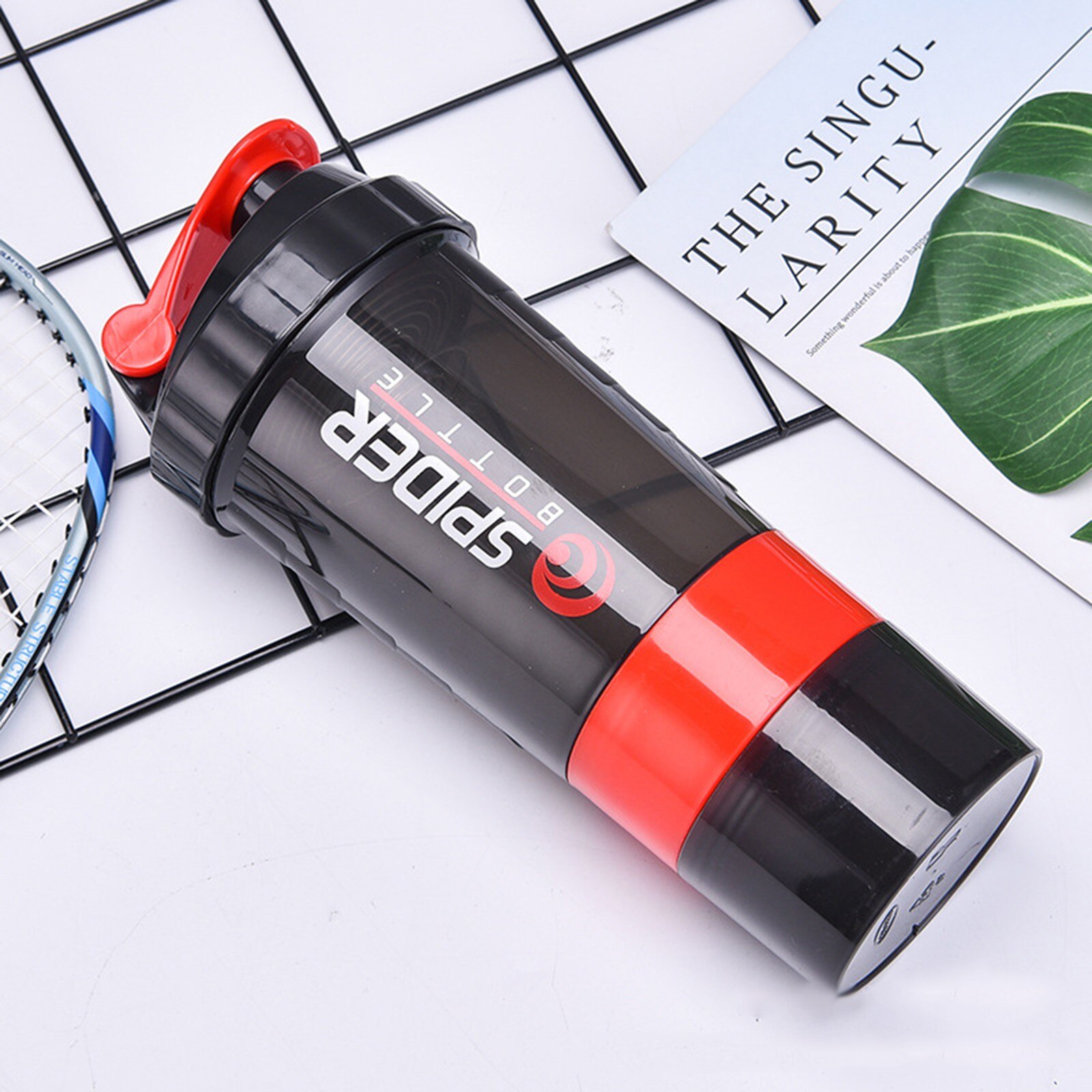 BLANK Shaker Bottles for Protein Mixes - 28oz Protein Shaker Bottle - Blank special easy grip drink shaker cup for easy: Red 