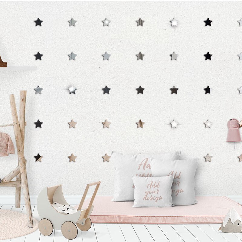 100 piezas acrílico 3D espejo estrellas pegatina de pared para habitaciones de niños decoración del hogar estrellas lindas pared calcomanía guardería bebé dormitorio acrílico Mural