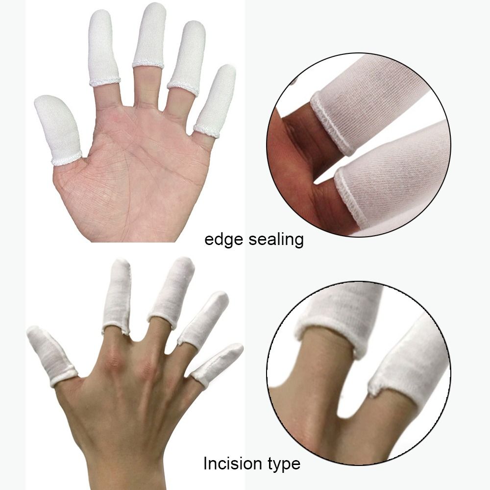 100 Stuks Wegwerp Witte Katoenen Vingerbedden Zweetabsorptie Vingers Beschermende Handschoenen Antislip Slijtvaste Vingerbeschermers