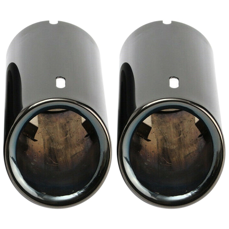 2X Titanium Zwarte Auto Uitlaatpijpen Staart Tips Voor Bmw E90 E92 325 328I 3 Serie: Default Title