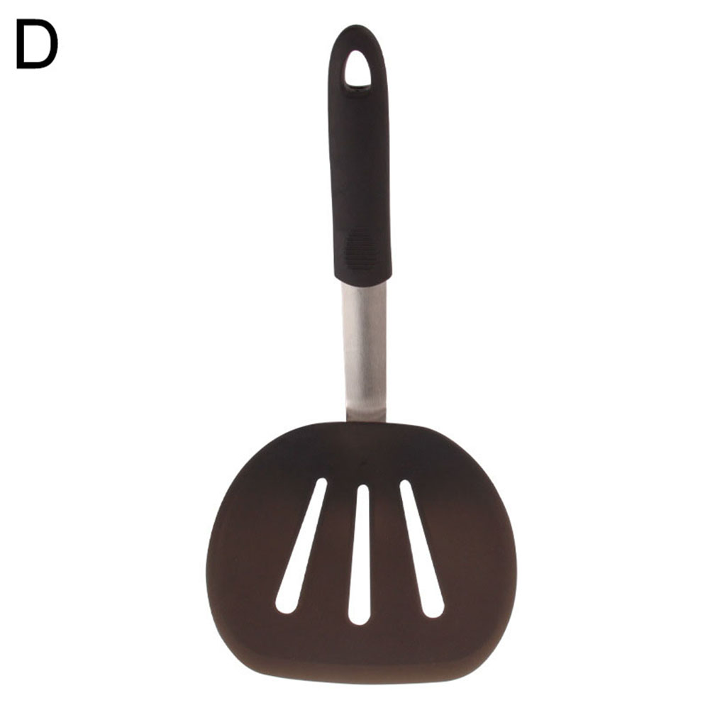 Silicone Kitchen Utensil Nonstick Cooking Utensils Spoon Soup Ladle Turner Pancakes Spatula Tong Cookware Baking Gadget: Black D