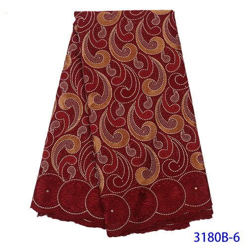 African Lace Fabric Swiss Voile Lace In Switzerland Nigerian Embroidery Lace Fabric for Women KS3180B: 3180B-6