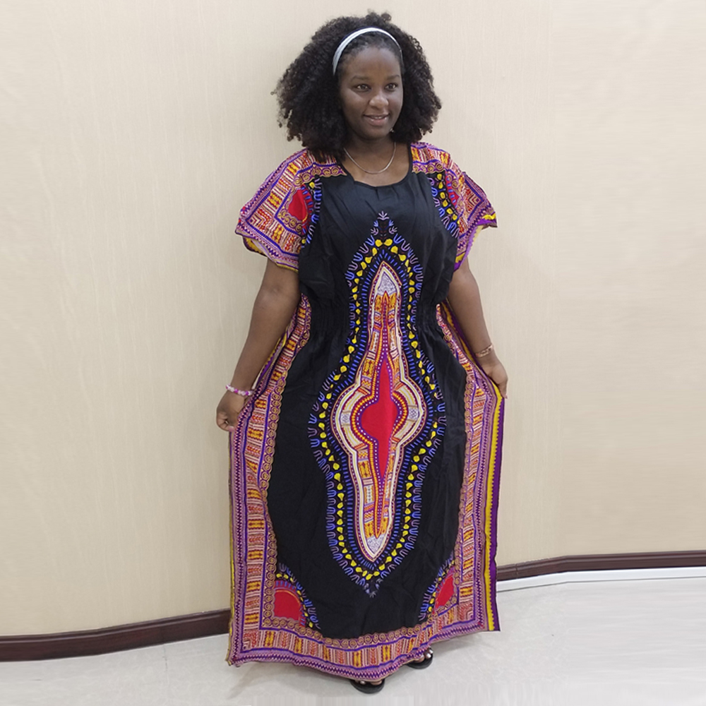 100% bomulds dashikiage dame dashiki afrikansk traditionel print kjoler afrikansk tøj – Grandado
