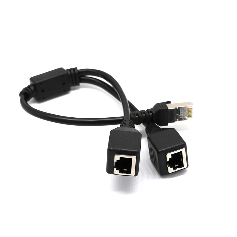 Enhanced RJ45 Ethernet Y Splitter Adapter Cable 1 to 2 Port Switch Adapter Cord for CAT 5/CAT 6 LAN Ethernet JR Deals