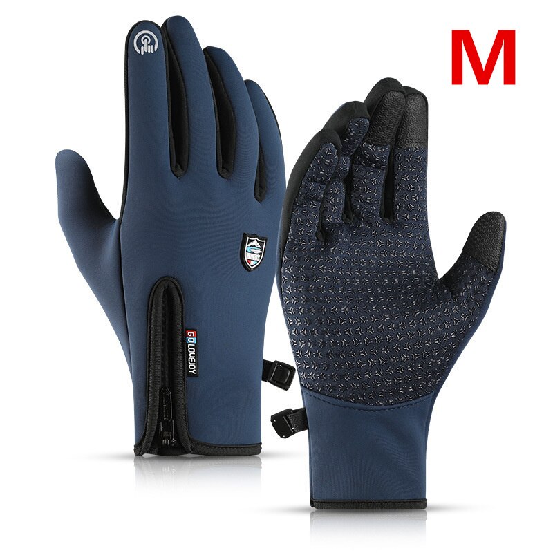 Xiaomi Outdoor Cycling Gloves Winter Warm Fleece Ski Full-finger Gloves Touch Screen Windproof Waterproof Glove for Women Men: Blue M