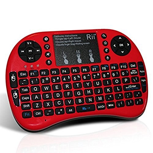 Rii-miniteclado inalámbrico i8, ruso, batería de litio, retroiluminación, ratón remoto, Control táctil, Handhe, TV BOX, Laptopld: Rojo