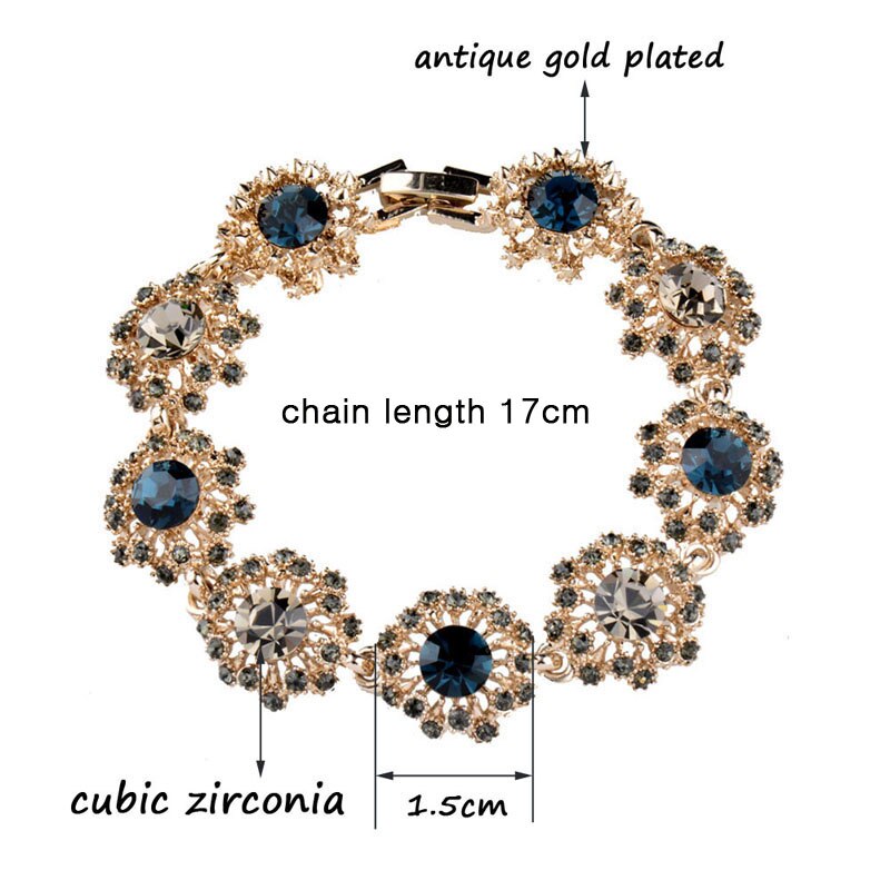 SINLEERY Vintage zircon cubique fleur Bracelet Antique or couleur chaîne Bracelet creux pour les femmes bijoux SL441 SSP