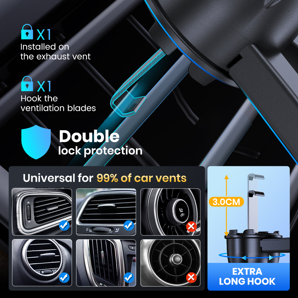 Suporte de telefone para carro TOPK para ventilação de carro [clipe de metal atualizado] berço mãos livres no suporte de veículo adequado para celular e automóvel