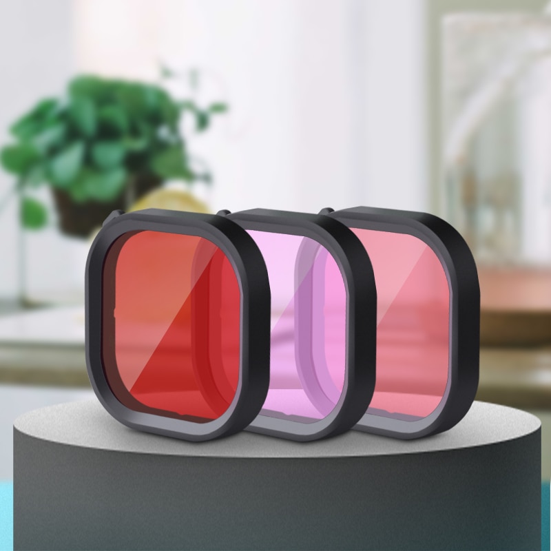 Kit de filtros de lente de Snorkel Magenta roja, filtro de Color rojo para GoPro HERO 8, supertraje negro, carcasa original, accesorios