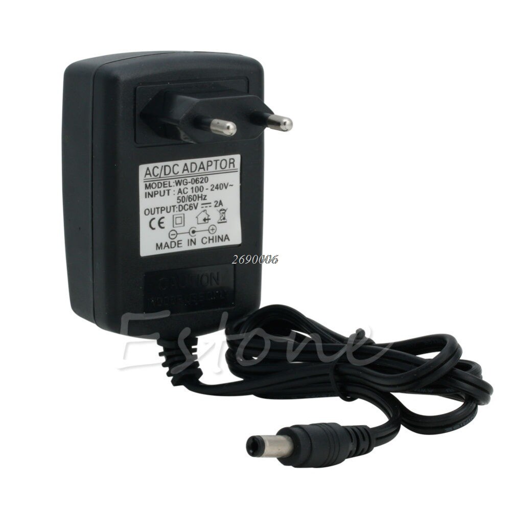 Converter 100-240V Naar Dc 6V 2A Power Adapter Voeding Lader Eu Plug Black