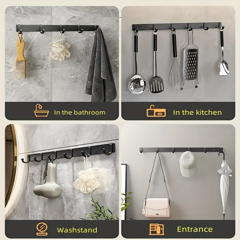 Adecuado para baño, sala de estar, cocina, ganchos de almacenamiento de barra de pared modernos, estantes de almacenamiento de utensilios de cocina, accesorios de cocina