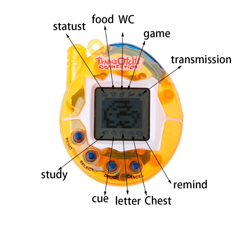 1 pc lcd virtual digital pet handheld máquina de jogo eletrônico brinquedo com cordão g6dd