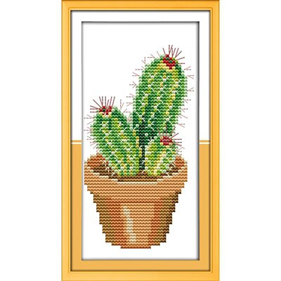 Cactus Series 11CT14CT Counted Cross Stitch Kits Printed Pattern Crafts DMC Fabric Canvas Sewing Needlework Embroidery Set Decor