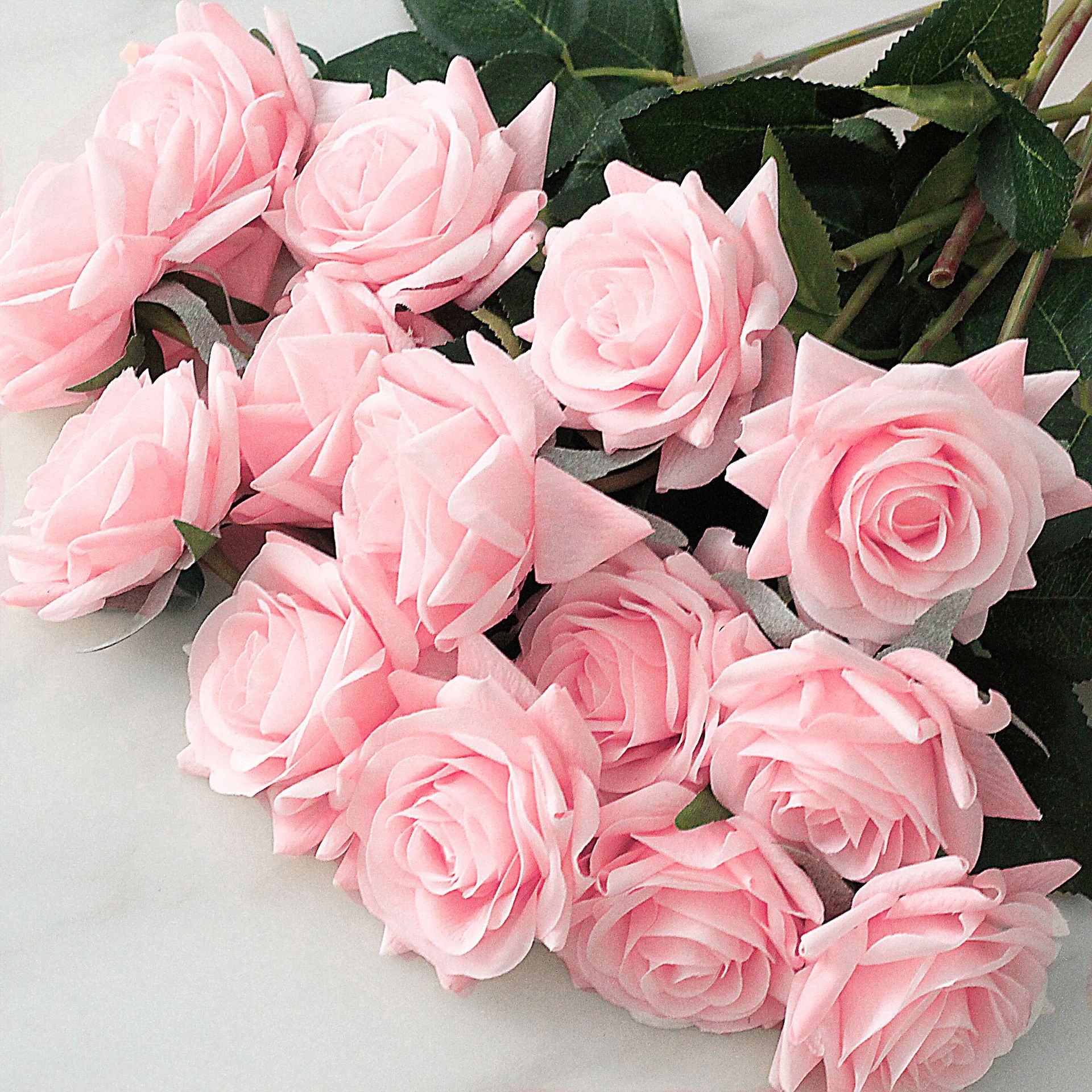 15 Stks/partij Kunstbloemen Decor Rose Latex Bloem Woondecoratie Real Touch Rose Bruiloft Bruidsboeket Bloem: Light pink