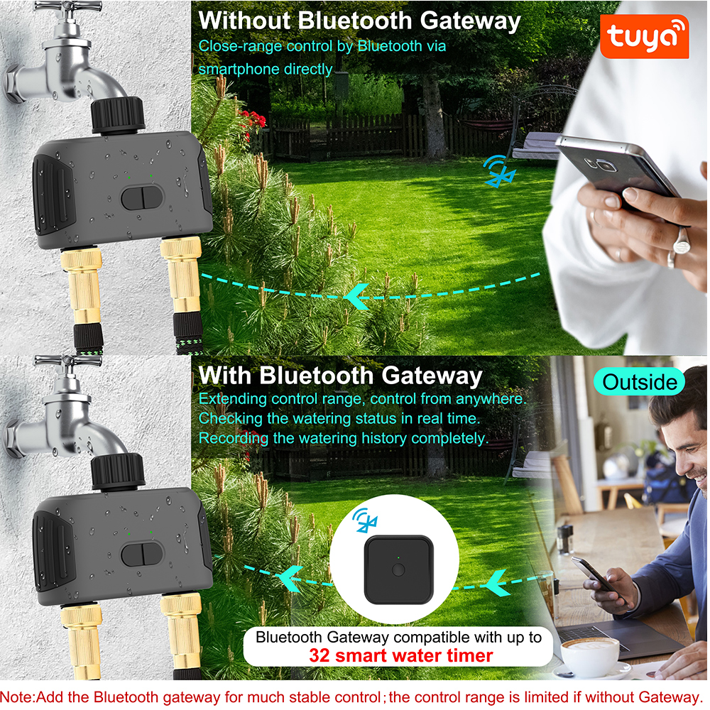 Drahtlose 2-Weg Garten Bewässerung System Einstellbar Tropf Bewässerung Kit Wifi Bluetooth-kompatibel Timer Controller 1/4'' Schlauch T