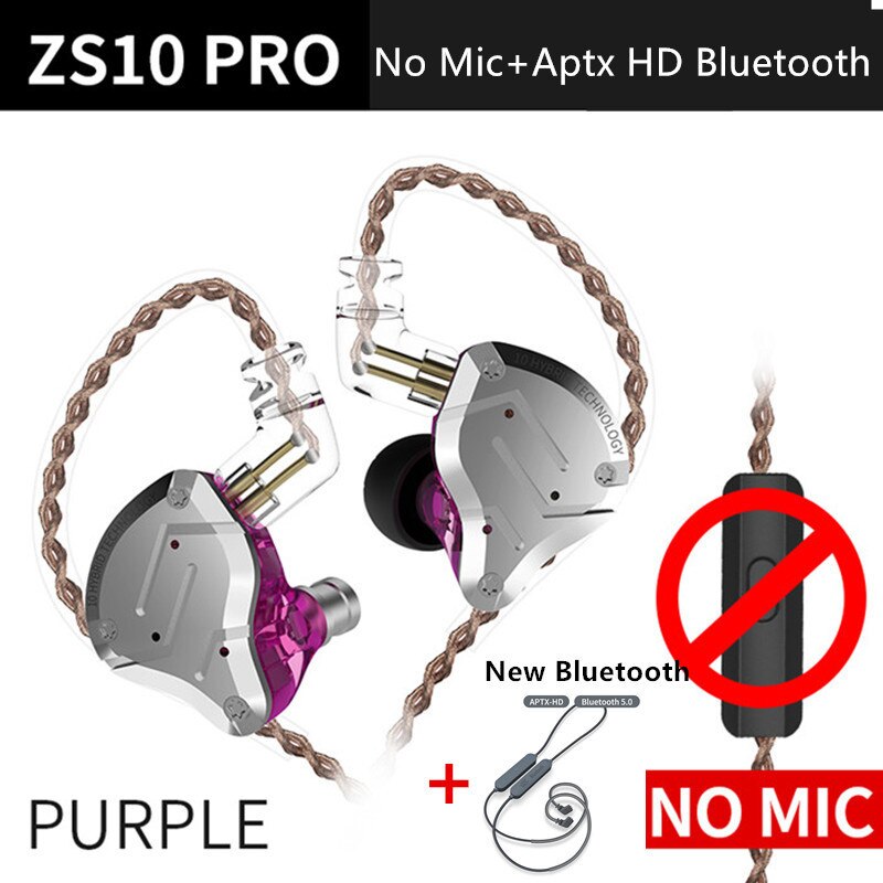 Kz  zs10 pro aptx hd bluetooth-kabel i örat hörlurar hybrid 4ba 1dd hifi bas hörlurar metall hörlurar sport för iphone
