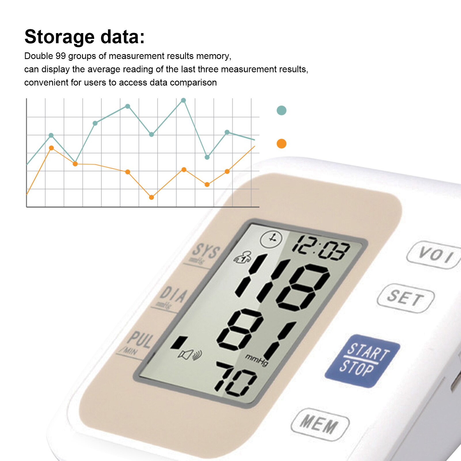 Elektronische Bloeddrukmeter Draagbare Bloeddrukmeter Monitor 99 Groep Data Herinneringen Opslag Met Engels Voice Broadcast