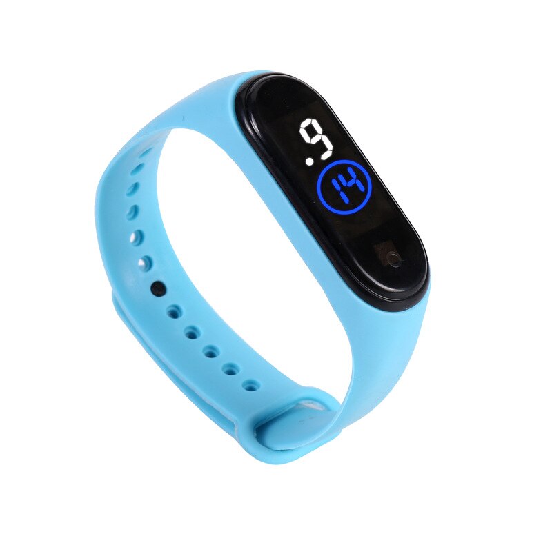Hvidt blåt lys led sportsure børn gummirem digital børne ur til piger drenge girt relogio masculino herre relojes: Himmelblå