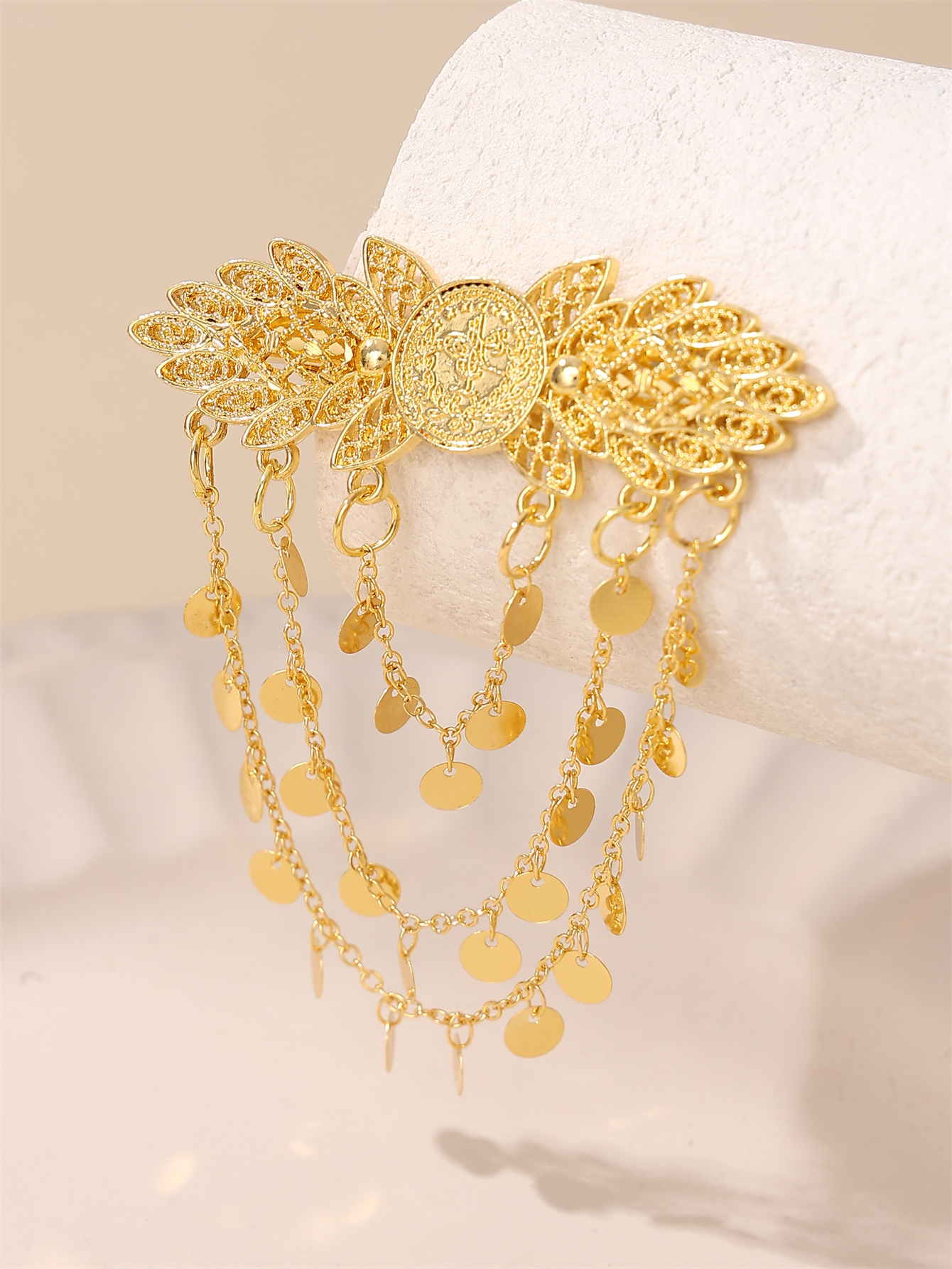 Pinza para el pelo de mariposa para mujer, de borla multicapa, accesorio para el pelo de boda para novia de Oriente Medio, Clip lateral para , Festival de Gala: Default Title