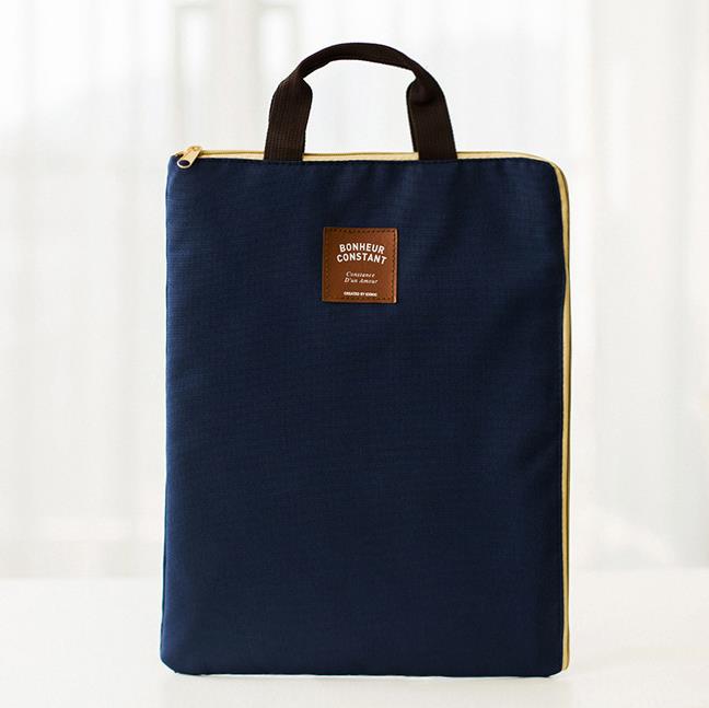 Bolsa de documentos de gran capacidad A4, maletín de negocios, carpeta de archivos para papeles, papelería, para estudiantes: Navy Blue