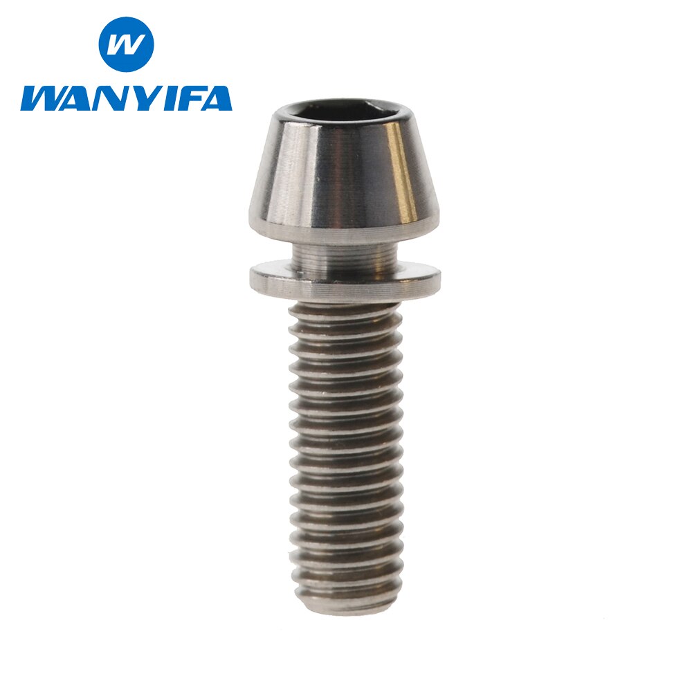 Wanyifa 6pcs M5x18mm Ti Titanium Bicycle Stem Bolt Mountain Bike Ultralight Stem Screw with Washers Gasket
