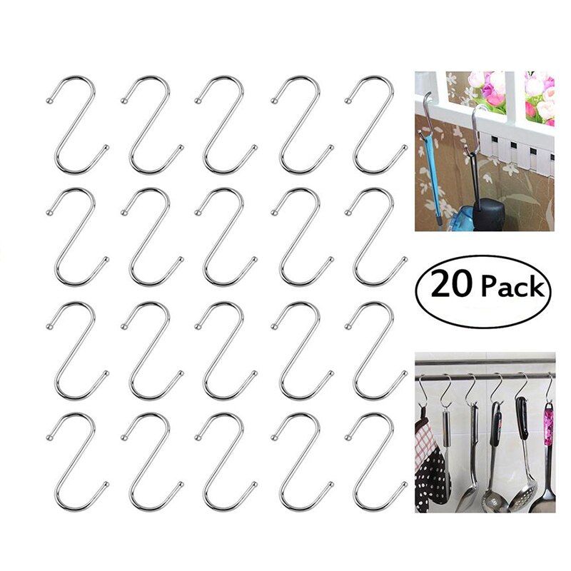 OUNONA S Shaped Hooks Kitchen Hanging Hanger Stainless Steel S Hooks Tableware Pot Pan Clothes Hanging Hooks Clothes Bag Hanger