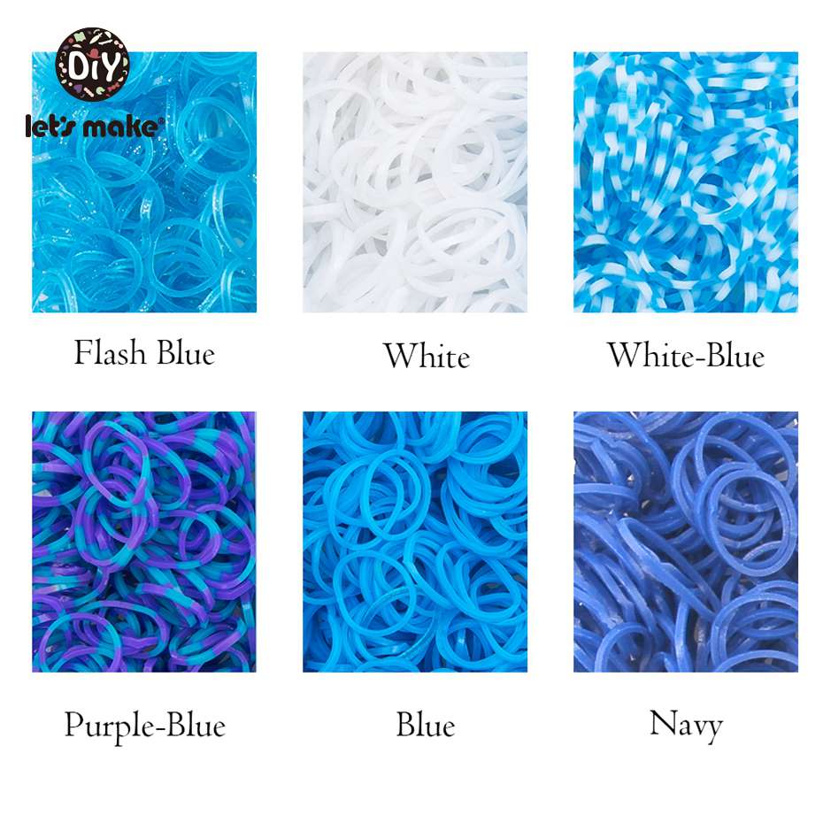 Låt oss göra 1800pc diy leksaker gummi vävstol band stickning armband elastisk regnbåge väv vävstol vuxna barn förälder-barn leksak: Blå