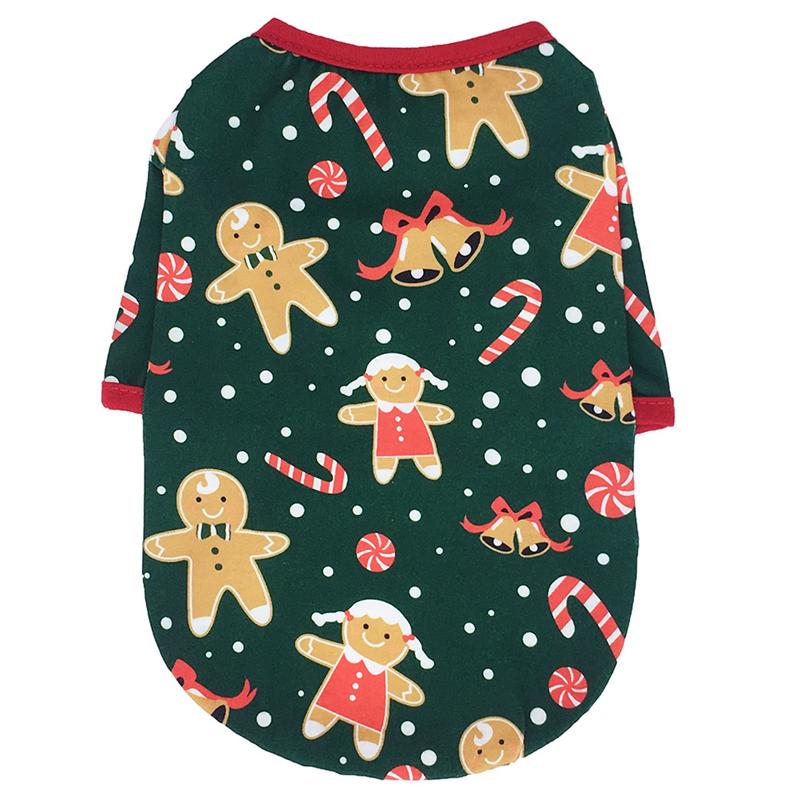 Snowman Pattern Pet Coat Dog Christmas Clothes Adorable Pet Party Outfit: gingerbread Man / S