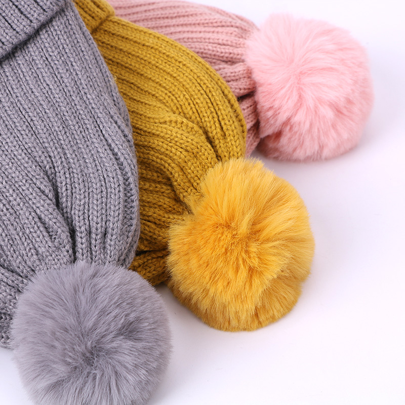 Pompón sombrero y bufanda para niños abrigo invernal crochet sombrero de punto bufanda, conjunto de dos piezas de chico grueso, gorros, gorros de lana con forro